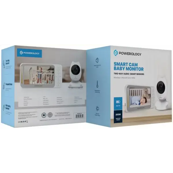 POWEROLOGY SMART CAM BABY MONITOR TWO-WAY AUDIO | SMART SENSORS |  300M MONITOR RANGE